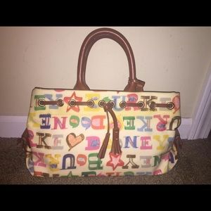 Dooney & Bourke White Multicolor Doodle tote